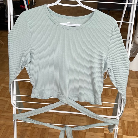 Mint Long sleeve t-shirt crop to tie. - Picture 2 of 2